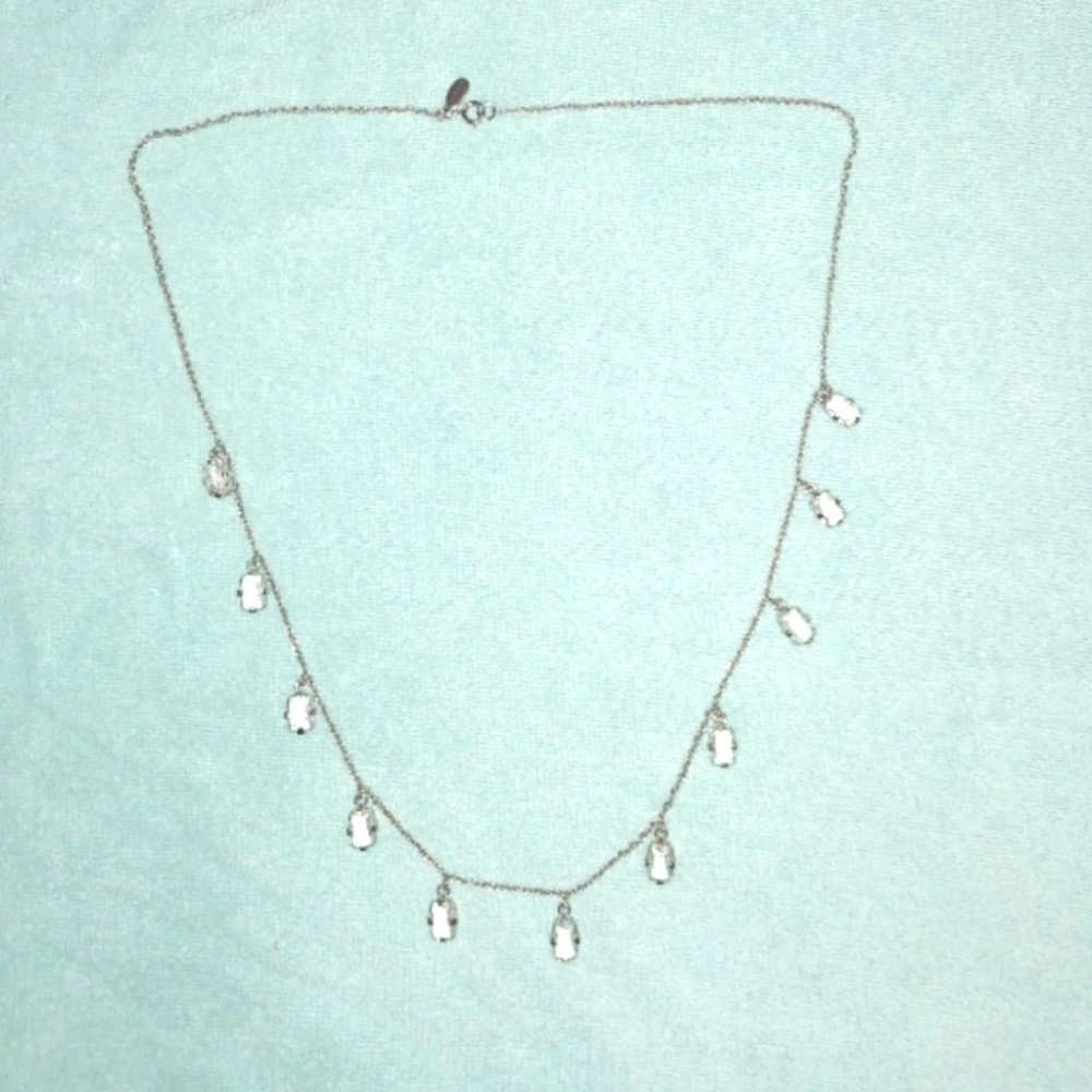 ANN TAYLOR silver tone necklace long, good condition, pre-owned